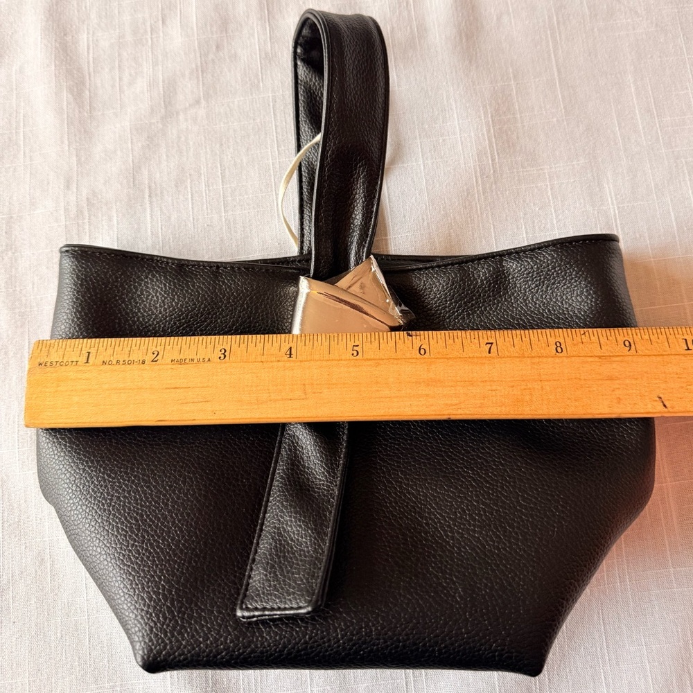 Merit X Brandon Maxwell Black Vegan Leather‎ Mini Bag Handbag Metal Knot - Picture 8 of 12
